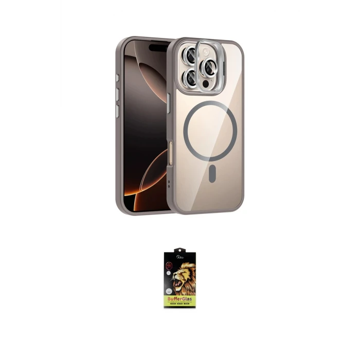 ieg™ iPhone 16 Pro Kılıf Yadigar Asil Koleksiyonu - Siyah Buffer Cam Ekran Koruyucu