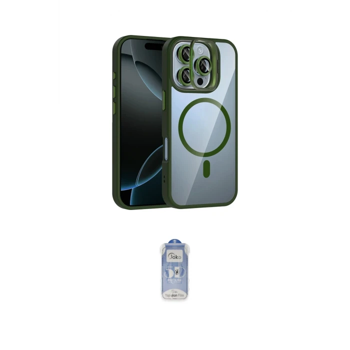 ieg™ iPhone 16 Pro Kılıf Yadigar Asil Koleksiyonu - Siyah Joko Magic 5D Cam