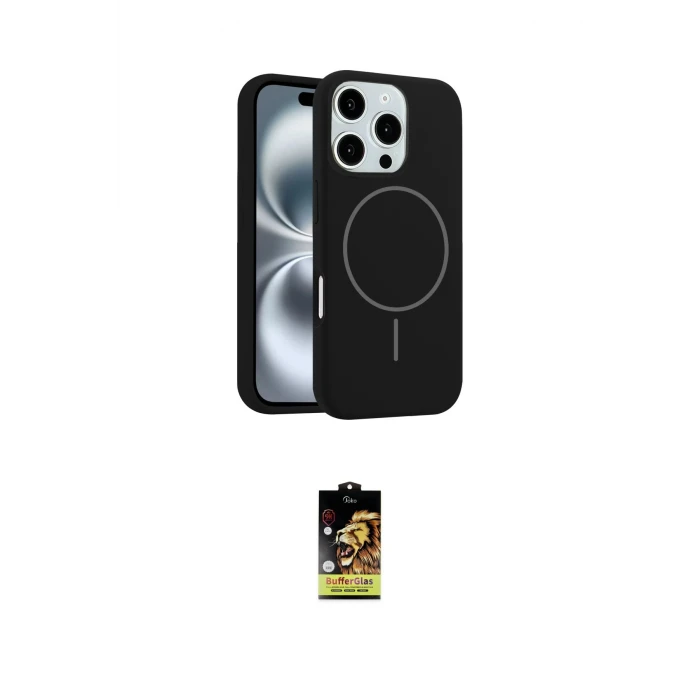 ieg™ iPhone 16 Pro Kılıf Yankı Form Serisi - Siyah Buffer Cam Ekran Koruyucu