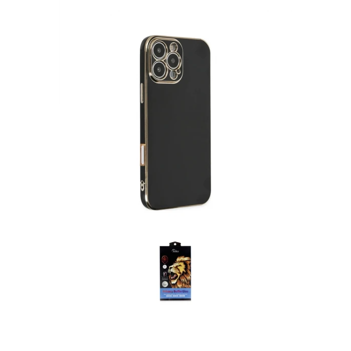 ieg™ iPhone 16 Pro Kılıf Yankı Serisi - Siyah Buffer Hayalet Cam Ekran Koruyucu