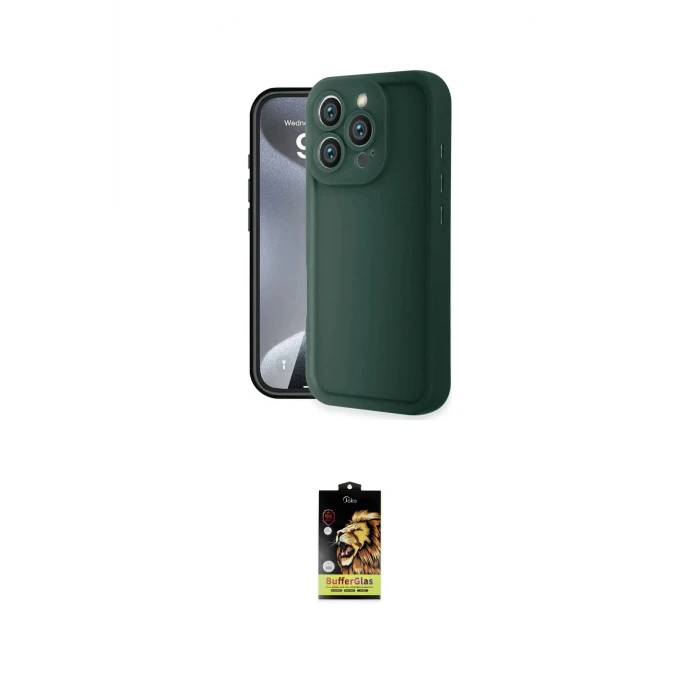 ieg™ iPhone 16 Pro Kılıf Yankı Yansıma Özel Seri - Siyah Buffer Cam Ekran Koruyucu
