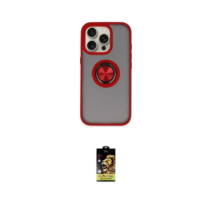 ieg™ iPhone 16 Pro Kılıf Yörünge Çizgi - Siyah Buffer Cam Ekran Koruyucu