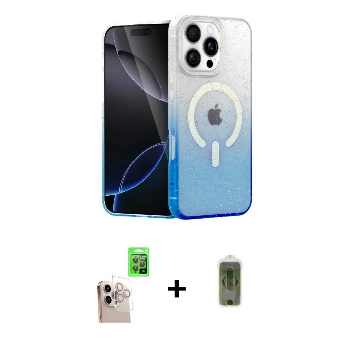 ieg™ iPhone 16 Pro Max Eksen Minimal Özel Seri - Siyah Joko Magic 5D Hayalet Cam + Natural Grey Raze Metal Kamera Lens