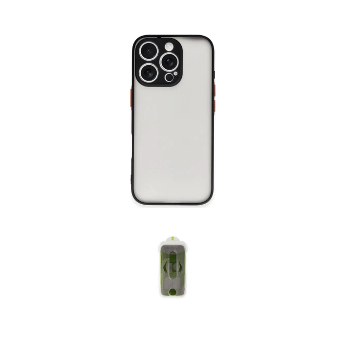 ieg™ iPhone 16 Pro Max Kılıf Ahenk Çizgi Serisi - Siyah Joko Magic 5D Hayalet Cam