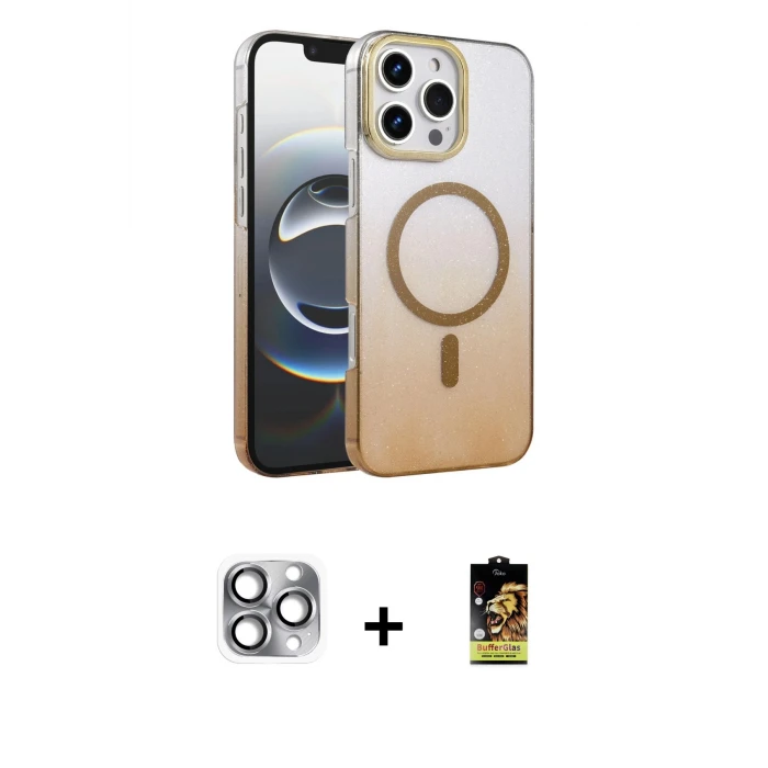 ieg™ iPhone 16 Pro Max Kılıf Ahenk Doku Özel Seri - Siyah Buffer Cam Ekran Koruyucu + Pers Alüminyum Kamera Lens - GI