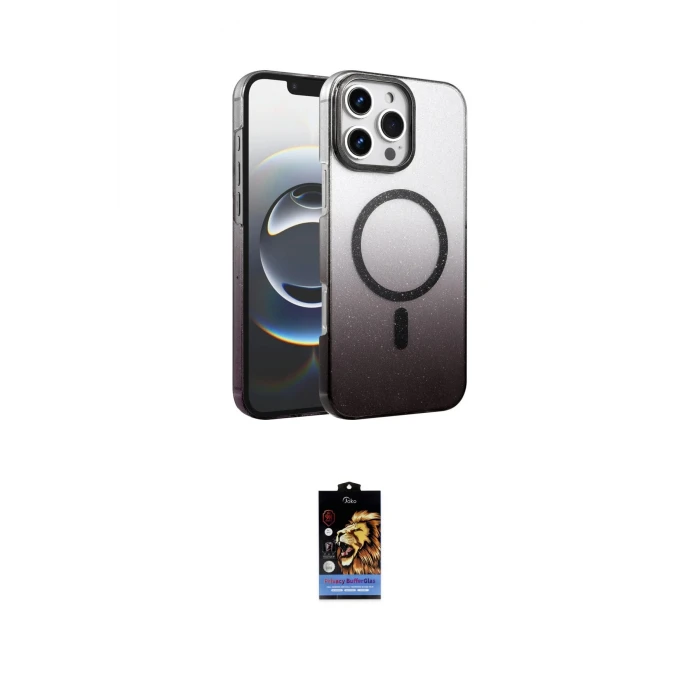 ieg™ iPhone 16 Pro Max Kılıf Ahenk Doku Özel Seri - Siyah Buffer Hayalet Cam Ekran Koruyucu