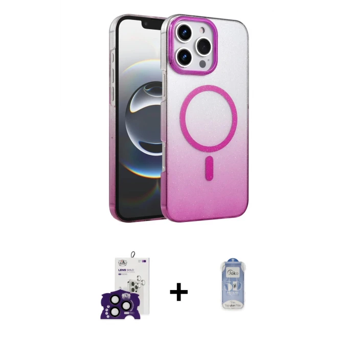 ieg™ iPhone 16 Pro Max Kılıf Ahenk Doku Özel Seri - Siyah Joko Magic 5D Cam + Bilvis Titan Kamera Lens - SH