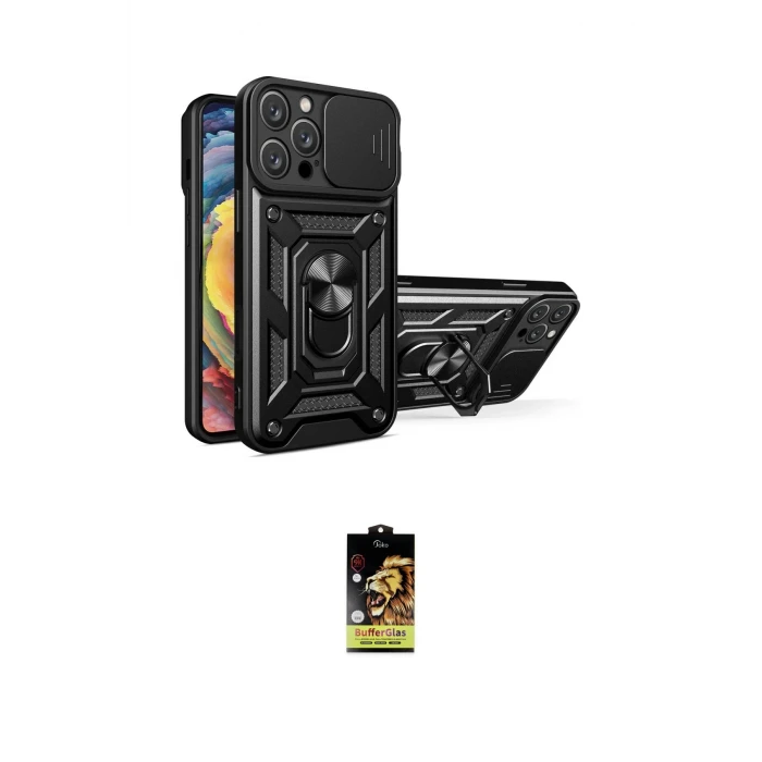 ieg™ iPhone 16 Pro Max Kılıf Ahenk Klasik - Siyah Buffer Cam Ekran Koruyucu