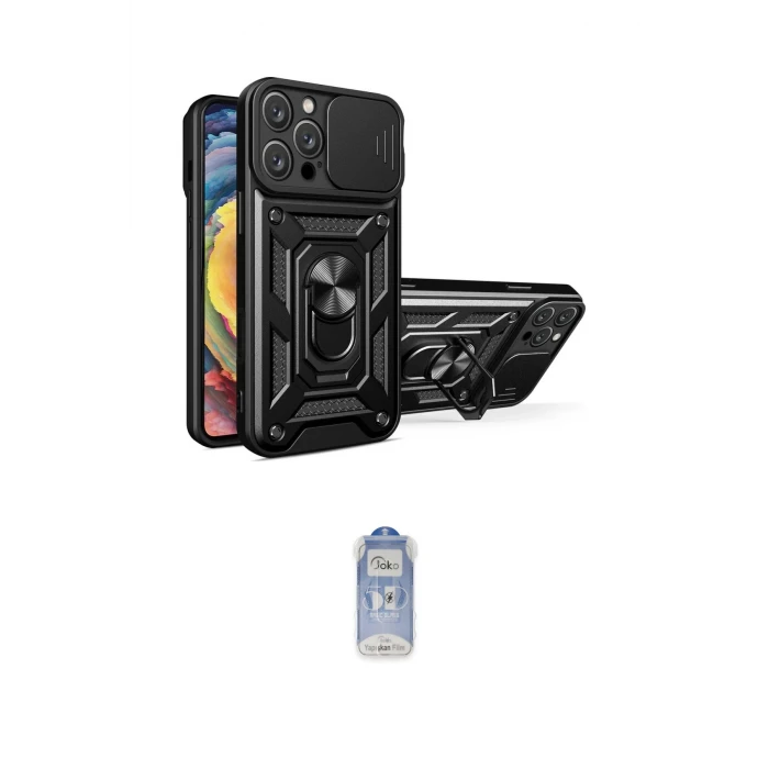 ieg™ iPhone 16 Pro Max Kılıf Ahenk Klasik - Siyah Joko Magic 5D Cam