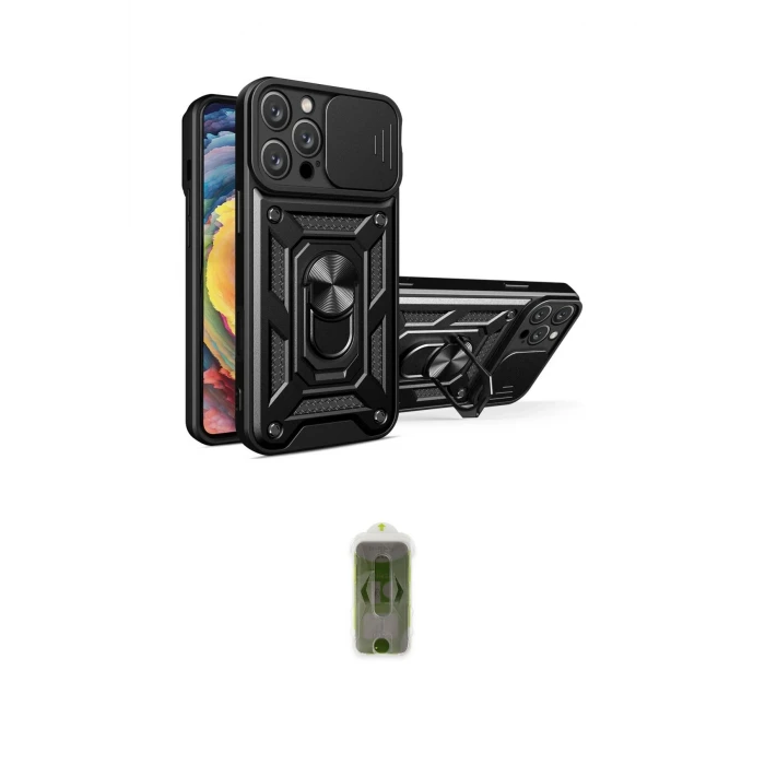 ieg™ iPhone 16 Pro Max Kılıf Ahenk Klasik - Siyah Joko Magic 5D Hayalet Cam