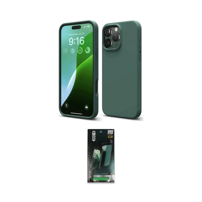 ieg™ iPhone 16 Pro Max Kılıf Ahenk Serisi - Siyah 360 Mat Full Body Arka Koruyucu