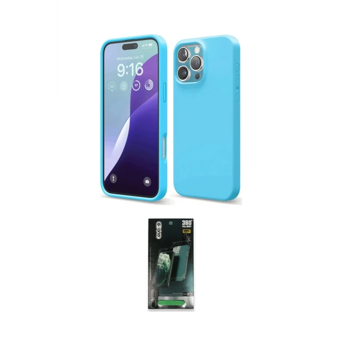 ieg™ iPhone 16 Pro Max Kılıf Ahenk Serisi - Siyah 360 Mat Full Body Arka Koruyucu