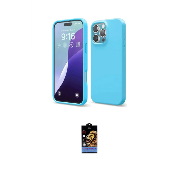 ieg™ iPhone 16 Pro Max Kılıf Ahenk Serisi - Siyah Buffer Hayalet Cam Ekran Koruyucu