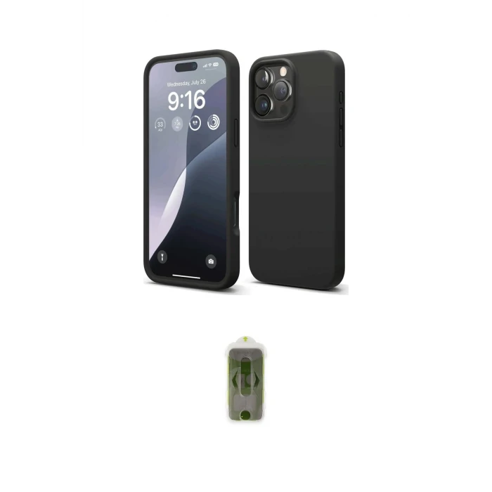ieg™ iPhone 16 Pro Max Kılıf Ahenk Serisi - Siyah Joko Magic 5D Hayalet Cam