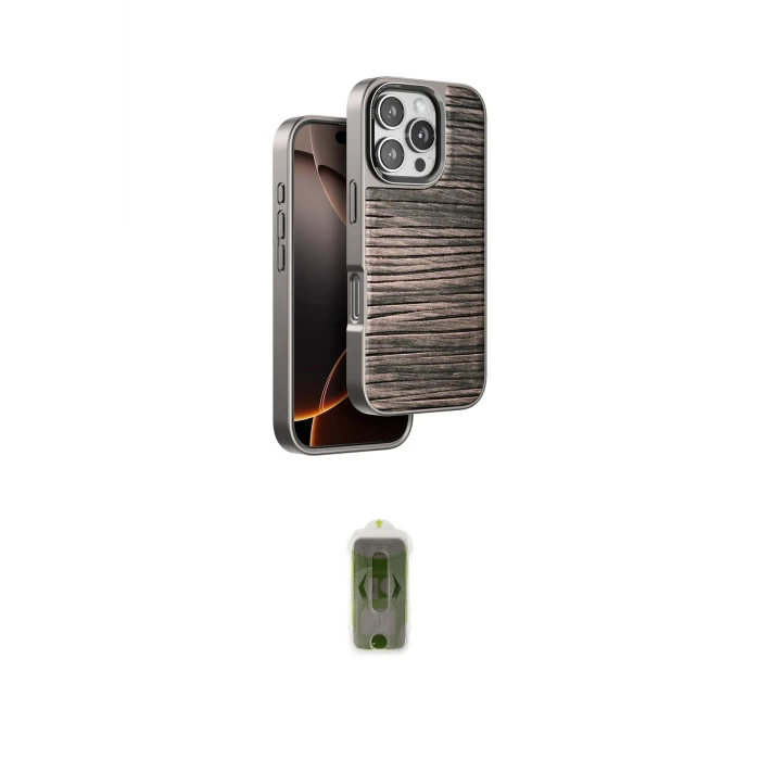 ieg™ iPhone 16 Pro Max Kılıf Atlas Minimal Özel Seri - Siyah Joko Magic 5D Hayalet Cam