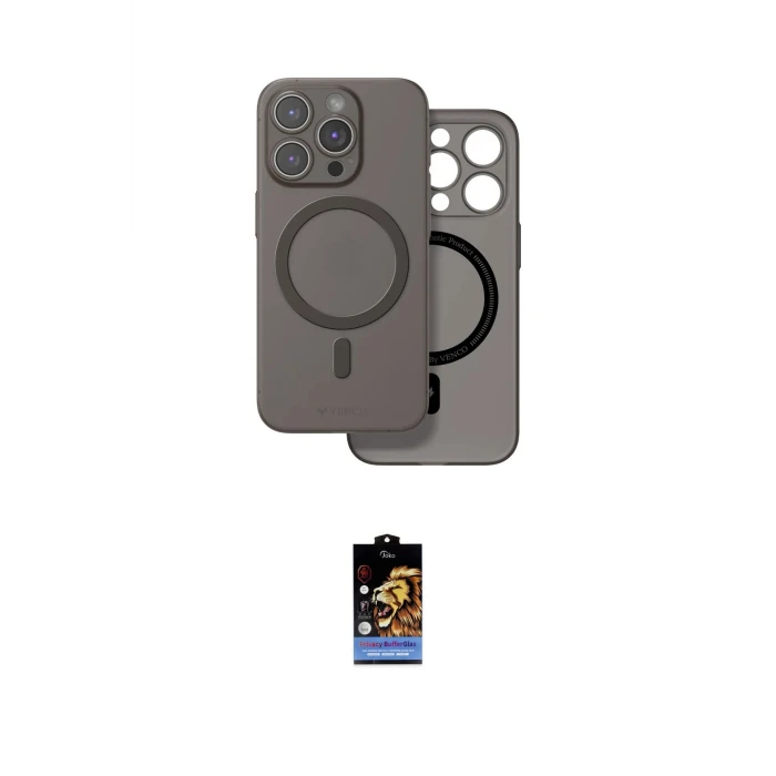 ieg™ iPhone 16 Pro Max Kılıf Çekirdek Klasik - Siyah Buffer Hayalet Cam Ekran Koruyucu