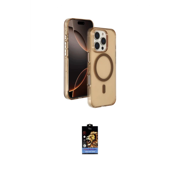 ieg™ iPhone 16 Pro Max Kılıf Doruk Doku Özel Seri - Siyah Buffer Hayalet Cam Ekran Koruyucu