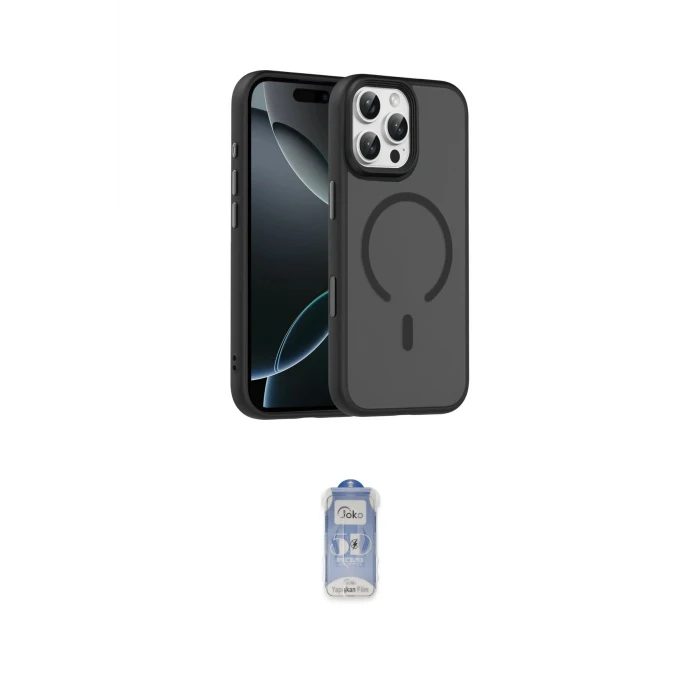 ieg™ iPhone 16 Pro Max Kılıf Doruk Form Serisi - Siyah Joko Magic 5D Cam