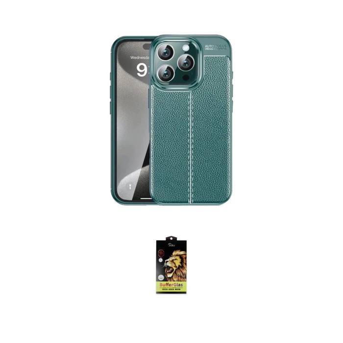 ieg™ iPhone 16 Pro Max Kılıf Doruk Klasik Özel Seri - Siyah Buffer Cam Ekran Koruyucu