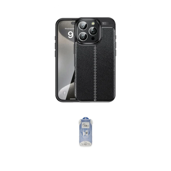 ieg™ iPhone 16 Pro Max Kılıf Doruk Klasik Özel Seri - Siyah Joko Magic 5D Cam