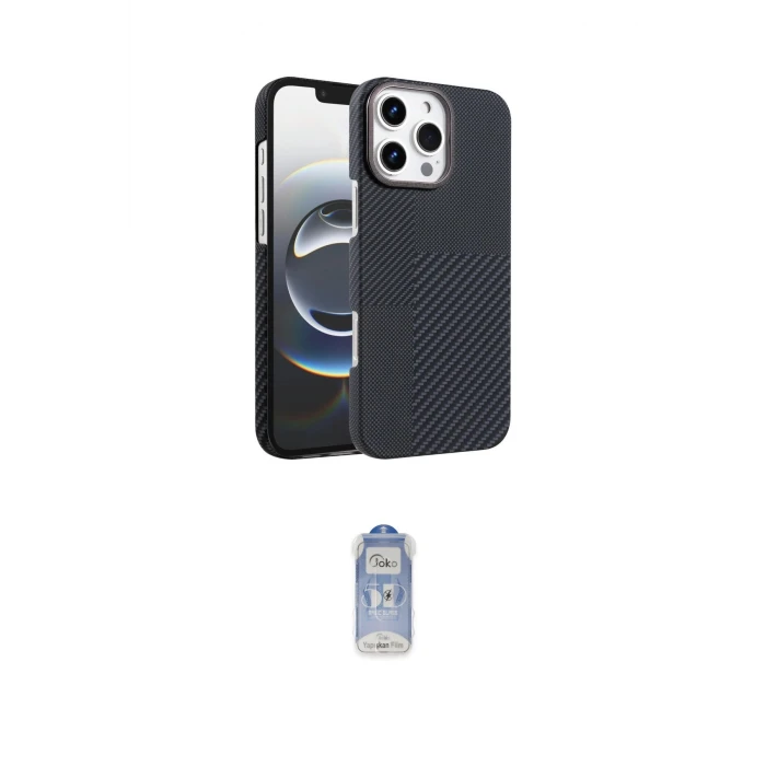 ieg™ iPhone 16 Pro Max Kılıf Doruk Serisi - Siyah Joko Magic 5D Cam