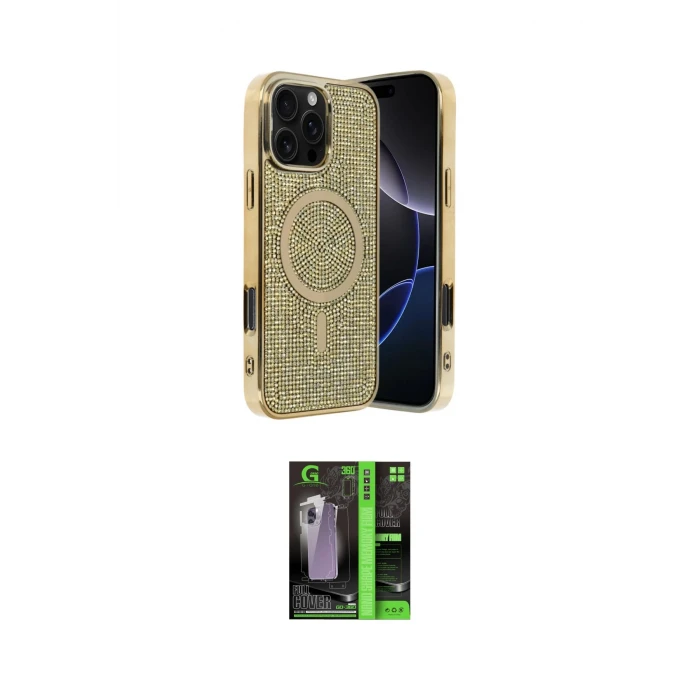 ieg™ iPhone 16 Pro Max Kılıf Eksen Çizgi - Şeffaf 360 Full Body Arka Koruyucu