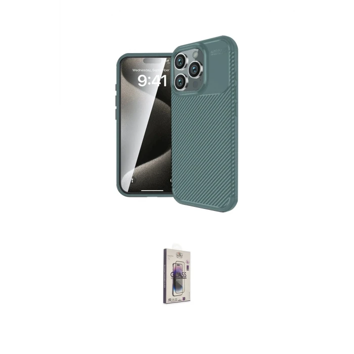 ieg™ iPhone 16 Pro Max Kılıf Eksen Form Prime - Siyah Bilvis 3D Cam Ekran Koruyucu
