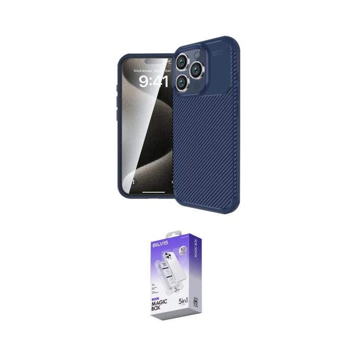 ieg™ iPhone 16 Pro Max Kılıf Eksen Form Prime - Siyah Bilvis 5in1 3D Magic Cam Ekran Koruyucu