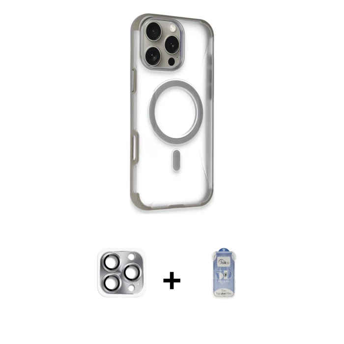 ieg™ iPhone 16 Pro Max Kılıf Eksen Klasik Koleksiyonu - Siyah Joko Magic 5D Cam + Pers Alüminyum Kamera Lens - GI