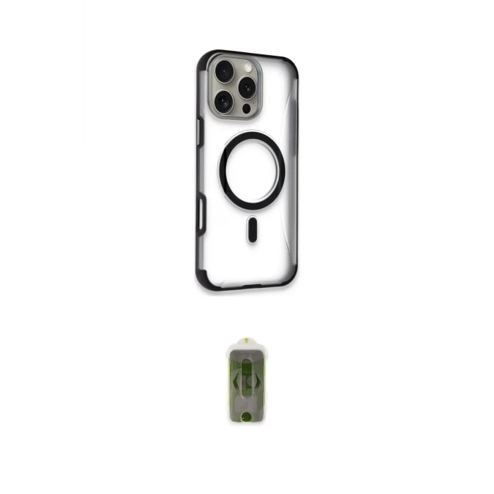 ieg™ iPhone 16 Pro Max Kılıf Eksen Klasik Koleksiyonu - Siyah Joko Magic 5D Hayalet Cam