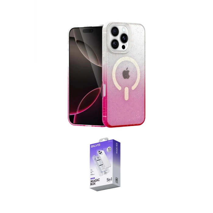 ieg™ iPhone 16 Pro Max Kılıf Eksen Minimal Özel Seri - Siyah Bilvis 5in1 3D Magic Cam Ekran Koruyucu