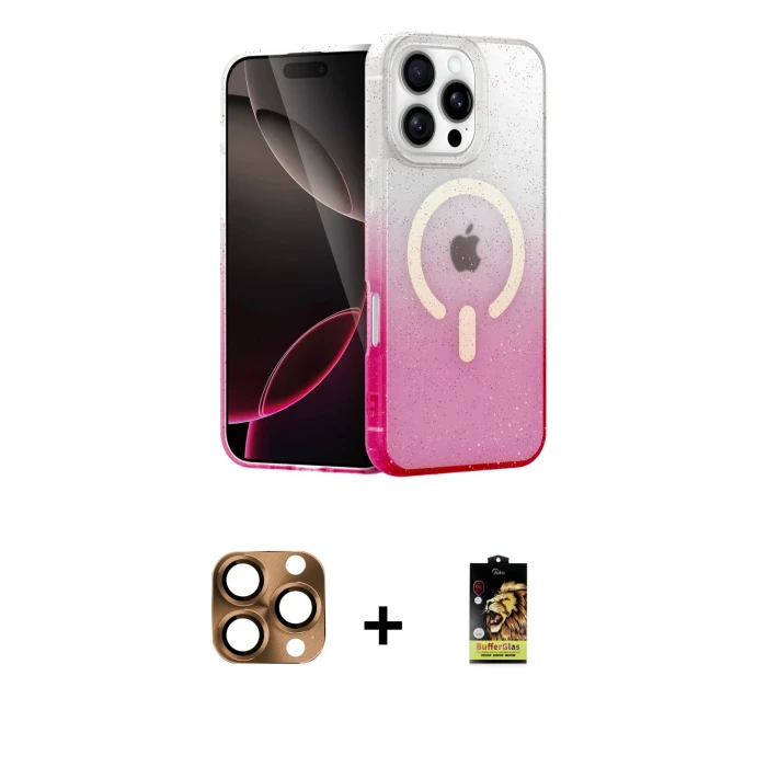 ieg™ iPhone 16 Pro Max Kılıf Eksen Minimal Özel Seri - Siyah Buffer Cam Ekran Koruyucu + Çöl Titanyum Pers Alüminyum Kamera Lens