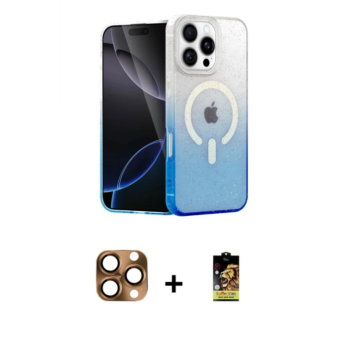 ieg™ iPhone 16 Pro Max Kılıf Eksen Minimal Özel Seri - Siyah Buffer Cam Ekran Koruyucu + Çöl Titanyum Pers Alüminyum Kamera Lens