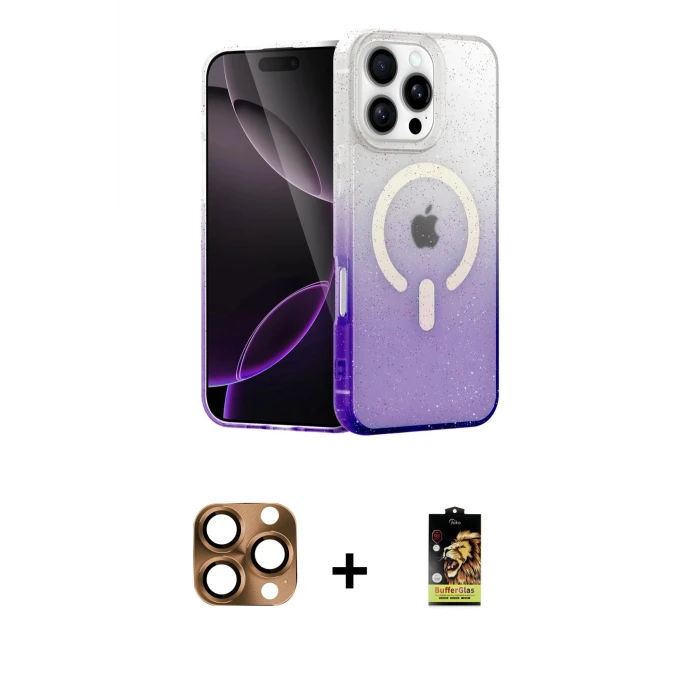 ieg™ iPhone 16 Pro Max Kılıf Eksen Minimal Özel Seri - Siyah Buffer Cam Ekran Koruyucu + Çöl Titanyum Pers Alüminyum Kamera Lens