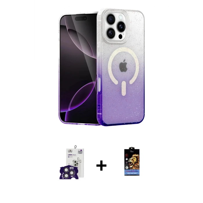 ieg™ iPhone 16 Pro Max Kılıf Eksen Minimal Özel Seri - Siyah Buffer Hayalet Cam Ekran Koruyucu + Bilvis Titan Kamera Lens - TMGI