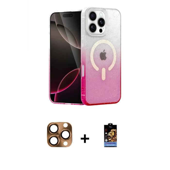 ieg™ iPhone 16 Pro Max Kılıf Eksen Minimal Özel Seri - Siyah Buffer Hayalet Cam Ekran Koruyucu + Pers Alüminyum Kamera Lens - CLTM