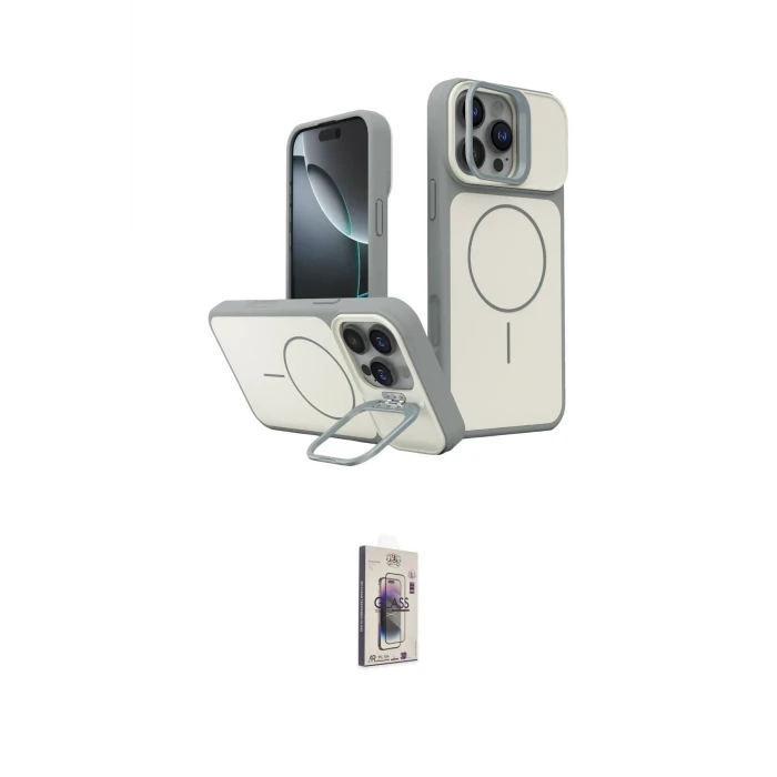 ieg™ iPhone 16 Pro Max Kılıf İz Modern Prime - Siyah Bilvis 3D Cam Ekran Koruyucu