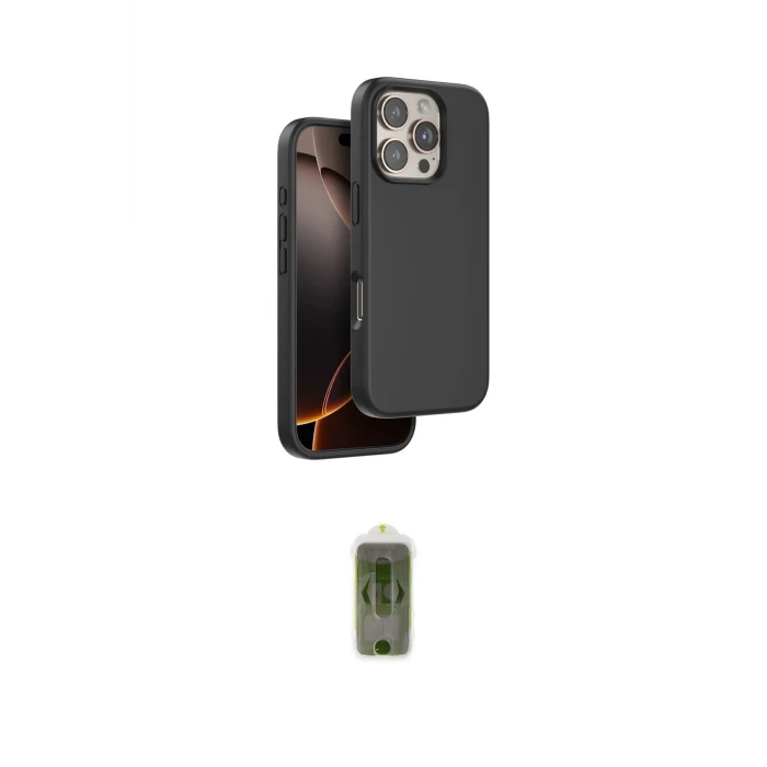 ieg™ iPhone 16 Pro Max Kılıf Kıvılcım Çizgi Serisi - Siyah Joko Magic 5D Hayalet Cam