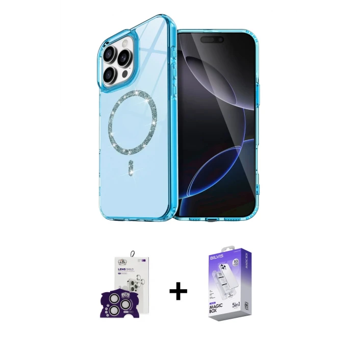 ieg™ iPhone 16 Pro Max Kılıf Kıvılcım Form Prime - Siyah Bilvis 5in1 3D Magic Cam Ekran Koruyucu + Bilvis Titan Kamera Lens - GS