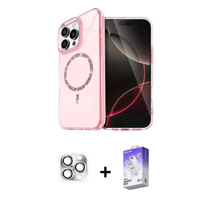 ieg™ iPhone 16 Pro Max Kılıf Kıvılcım Form Prime - Siyah Bilvis 5in1 3D Magic Cam Ekran Koruyucu + Pers Alüminyum Kamera Lens - GS