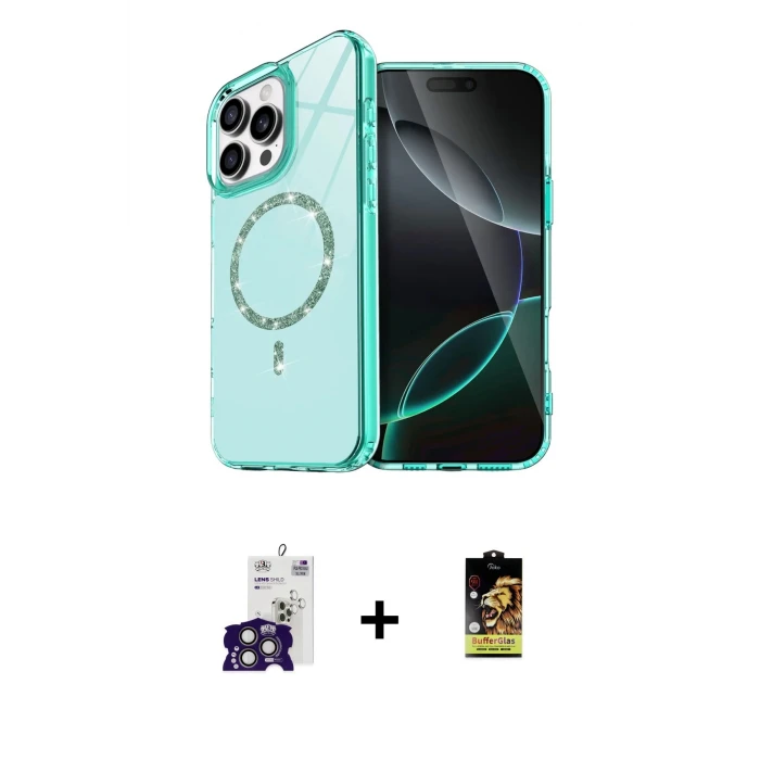 ieg™ iPhone 16 Pro Max Kılıf Kıvılcım Form Prime - Siyah Buffer Cam Ekran Koruyucu + Bilvis Titan Kamera Lens - TMGI