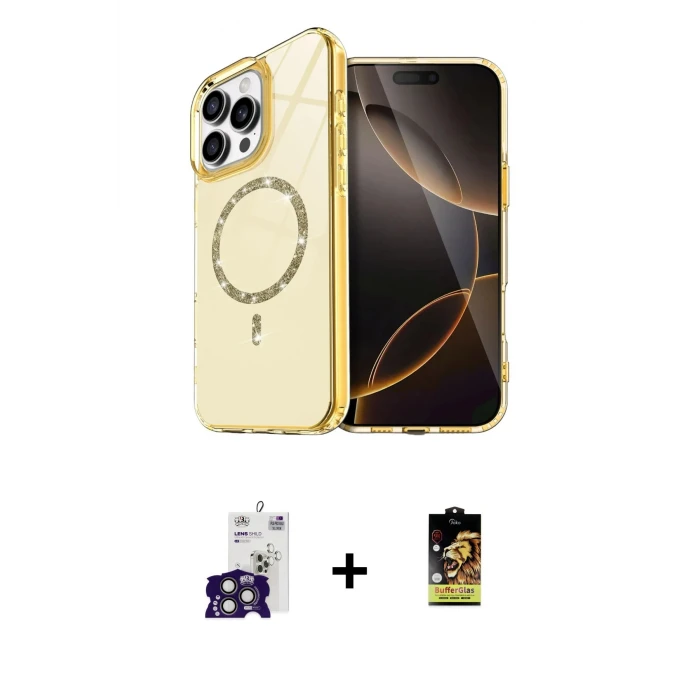 ieg™ iPhone 16 Pro Max Kılıf Kıvılcım Form Prime - Siyah Buffer Cam Ekran Koruyucu + Bilvis Titan Kamera Lens - TMGI