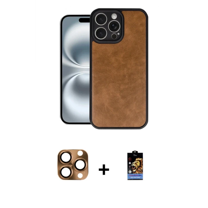 ieg™ iPhone 16 Pro Max Kılıf Kıvılcım Işık Serisi - Siyah Buffer Hayalet Cam Ekran Koruyucu + Pers Alüminyum Kamera Lens - CLTM