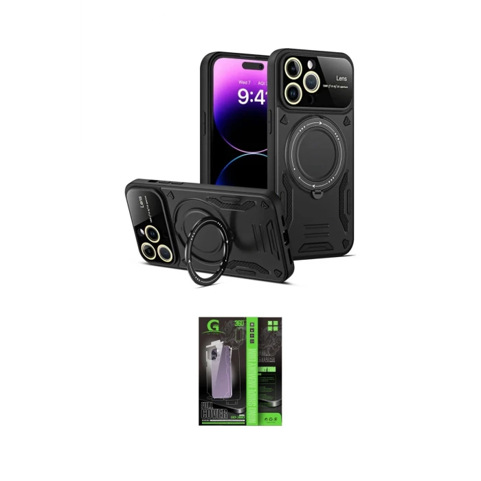 ieg™ iPhone 16 Pro Max Kılıf Kıvılcım Modern Serisi - Şeffaf 360 Full Body Arka Koruyucu