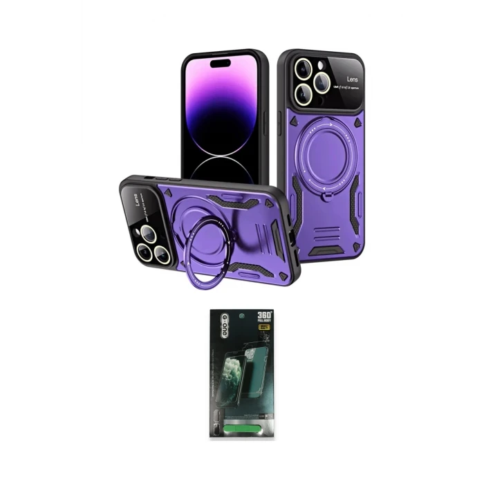 ieg™ iPhone 16 Pro Max Kılıf Kıvılcım Modern Serisi - Siyah 360 Mat Full Body Arka Koruyucu