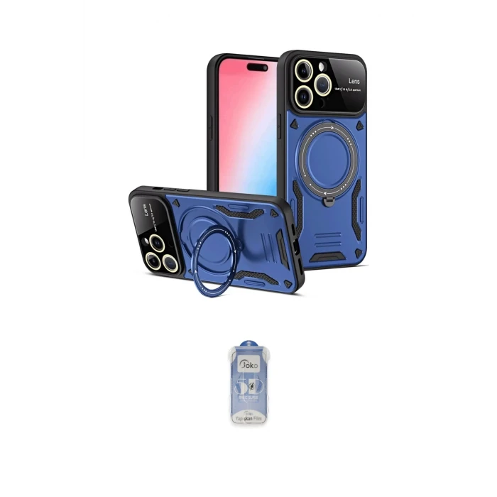 ieg™ iPhone 16 Pro Max Kılıf Kıvılcım Modern Serisi - Siyah Joko Magic 5D Cam