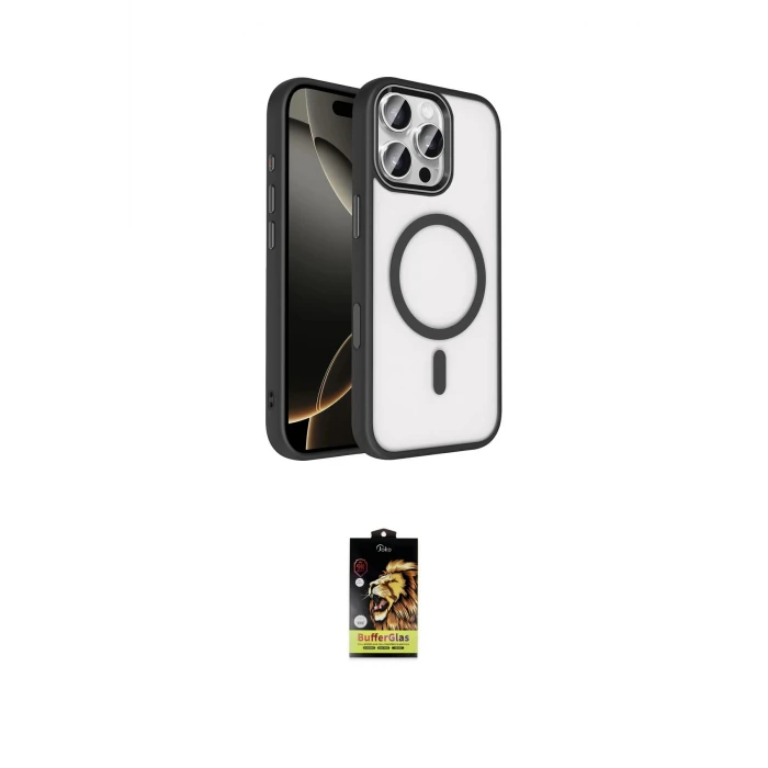 ieg™ iPhone 16 Pro Max Kılıf Kıvılcım Prime - Siyah Buffer Cam Ekran Koruyucu