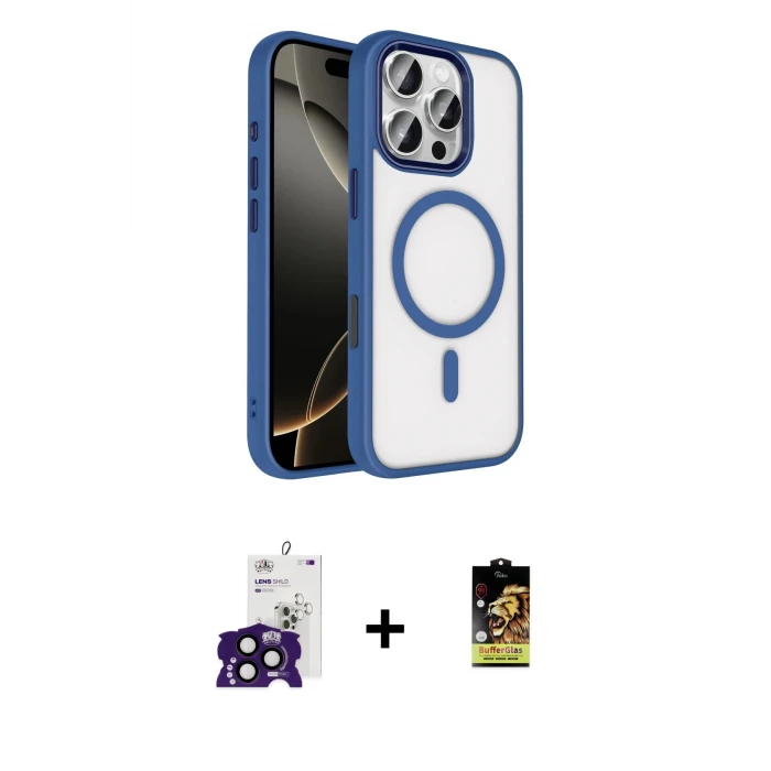 ieg™ iPhone 16 Pro Max Kılıf Kıvılcım Prime - Siyah Buffer Cam Ekran Koruyucu + Bilvis Titan Kamera Lens - SH