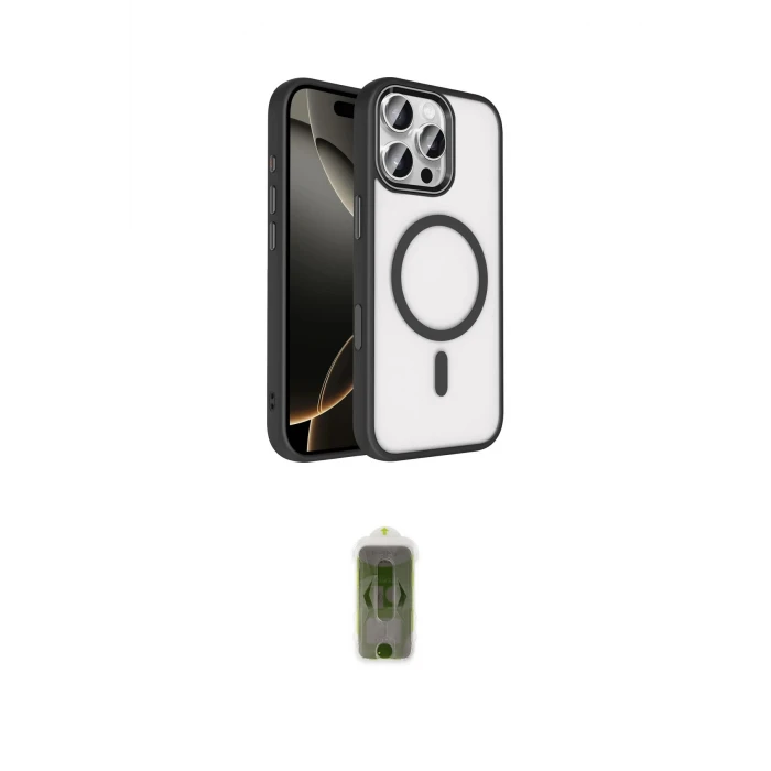 ieg™ iPhone 16 Pro Max Kılıf Kıvılcım Prime - Siyah Joko Magic 5D Hayalet Cam