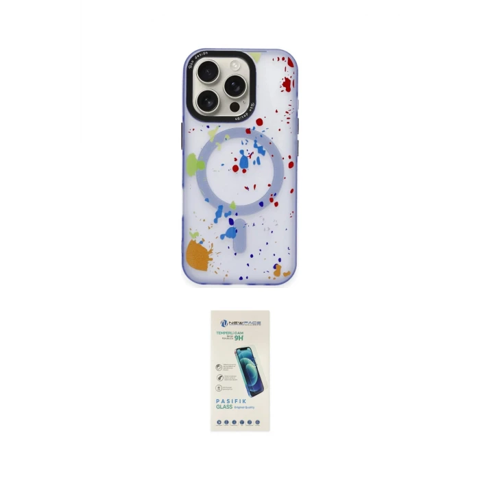 ieg™ iPhone 16 Pro Max Kılıf Kozmos Doku - Şeffaf Pasifik Cam Ekran Koruyucu